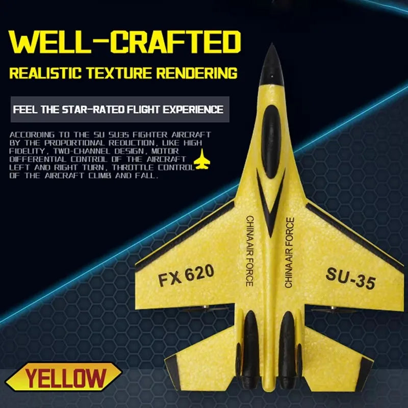 RC Airplane EPP Foam Aircraft Remote Control Plane SU35 Fighter Easy to Fly Helicopter Drone with Night Lights Glider Toy Gift