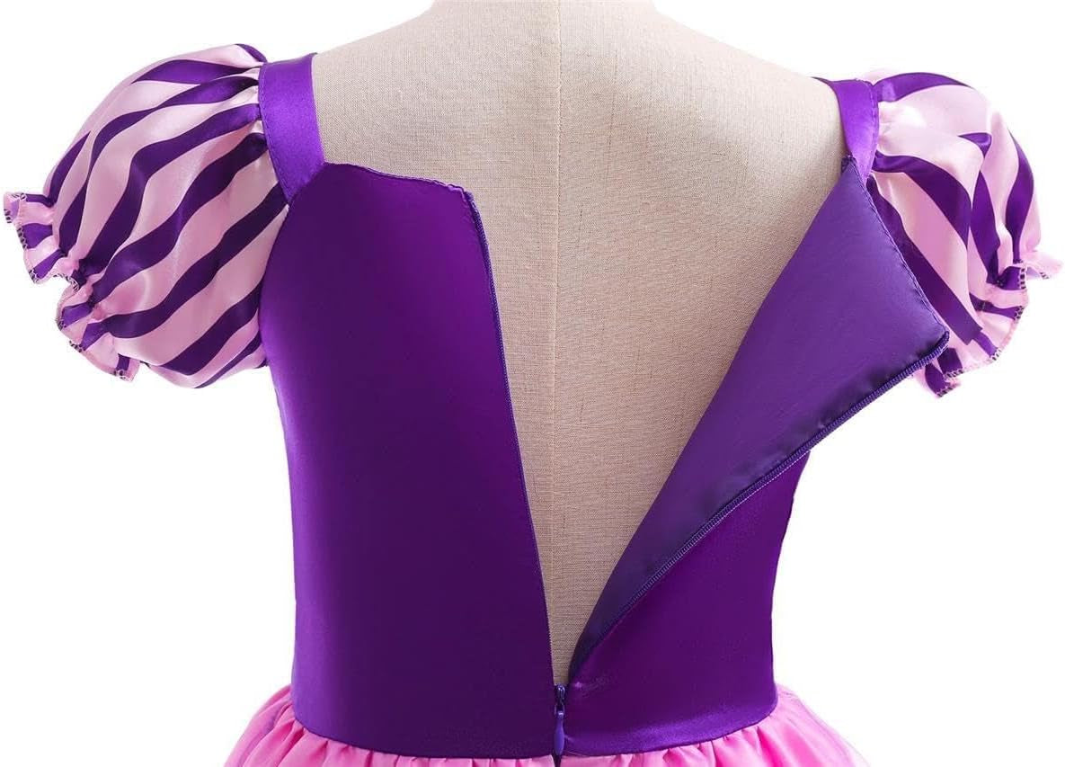 Baby Toddler Little Girls Long Hair Princess Fancy Dress up Costume Halloween Birthday Party Outfit Purple Gown