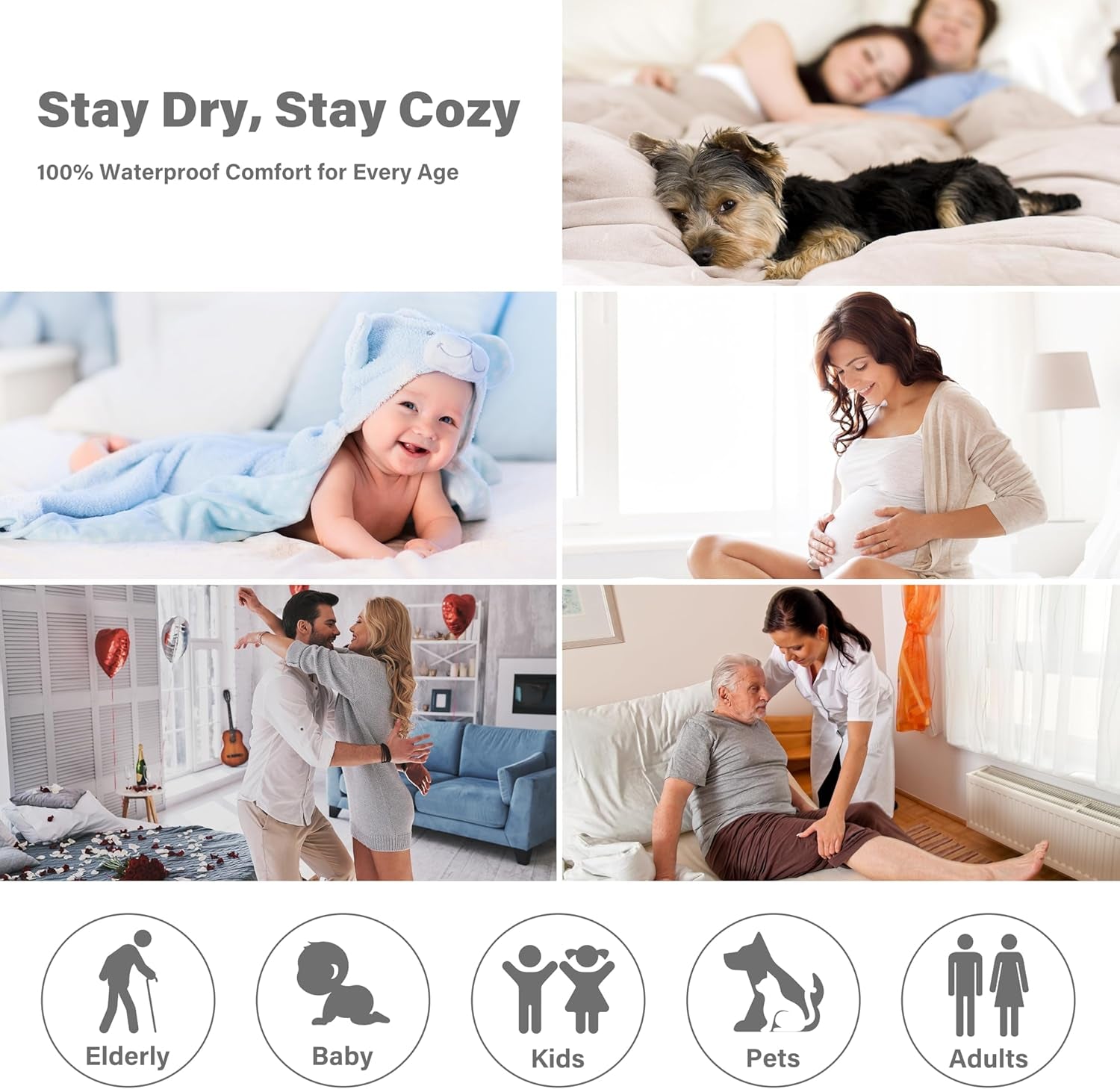 Waterproof Blanket for Bed, Reversible Leakproof Throw