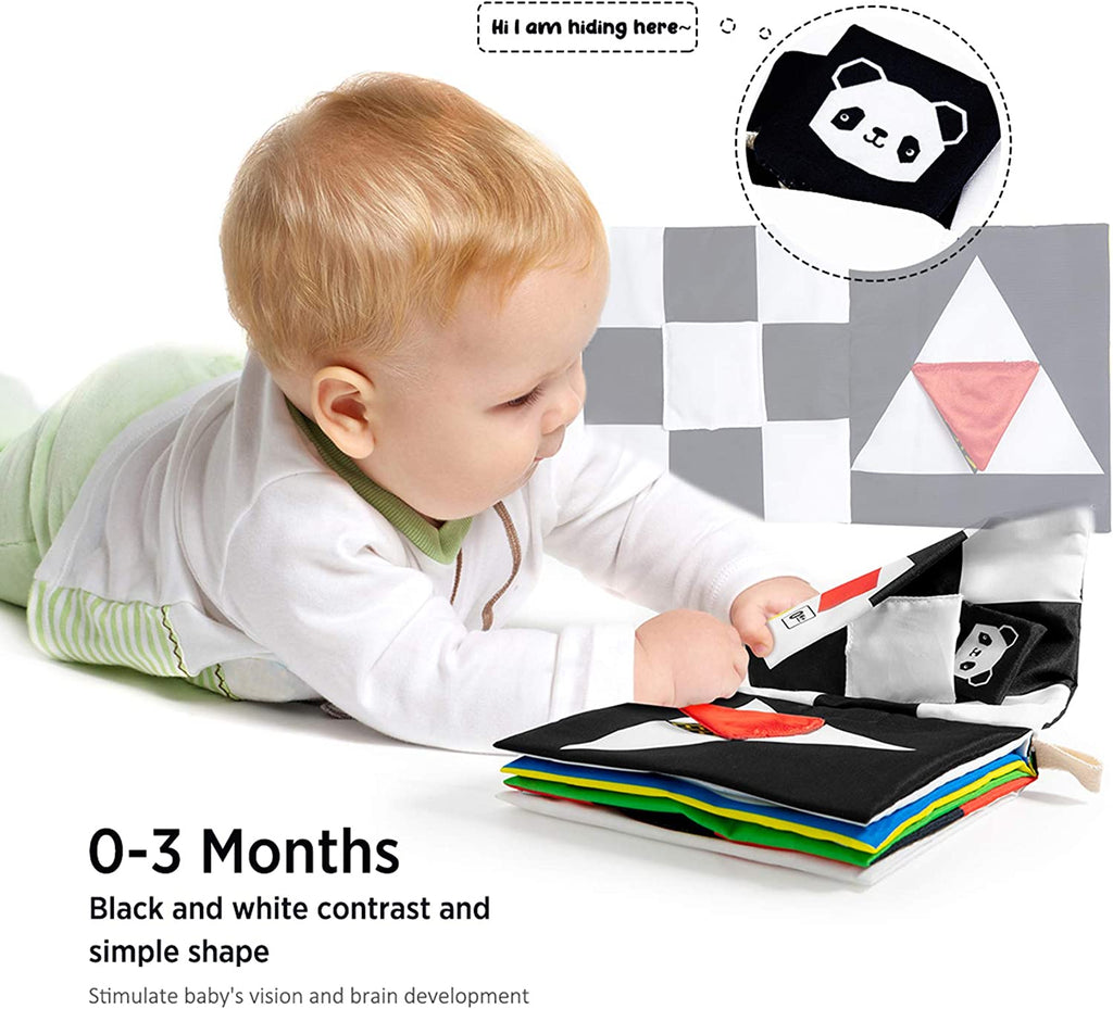 High Contrast Baby Book, Touch and Feel Crinkle Sensory Toy