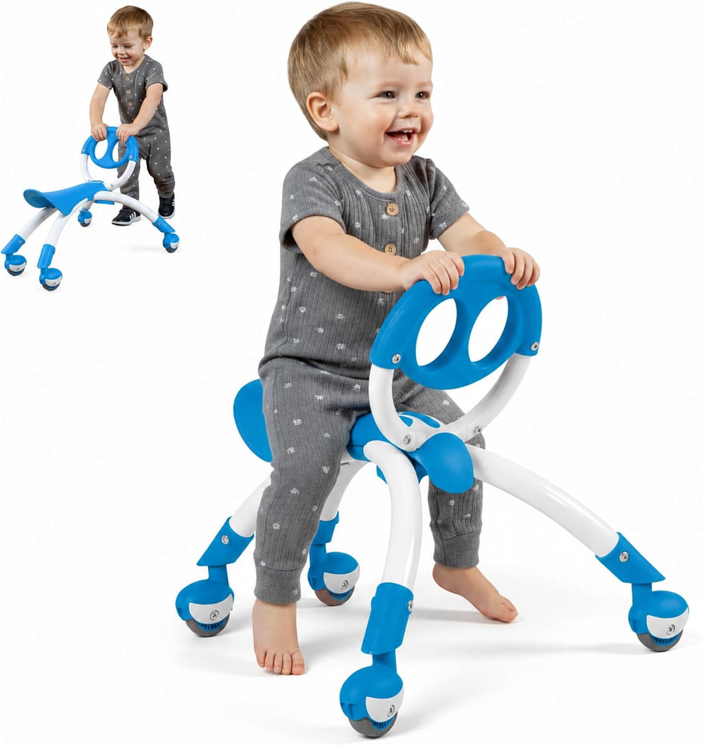 Pewi Walking Ride on Toy - from Baby Walker to Toddler Ride on for Ages 9 Months to 3 Years Old, YPIW3, Blue