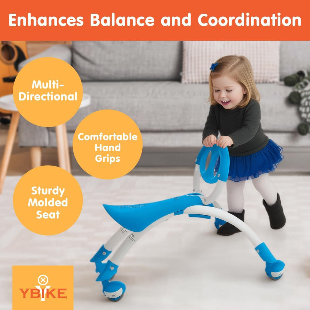Pewi Walking Ride on Toy - from Baby Walker to Toddler Ride on for Ages 9 Months to 3 Years Old, YPIW3, Blue