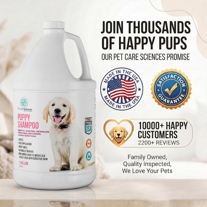 1 Gallon Tearless Puppy Shampoo and Conditioner - Dog Shampoo Itchy Skin Relief - Coconut Oil Oatmeal Shampoo for Dogs - Hypoallergenic Dog Shampoo Sensitive Skin, Made in the USA.