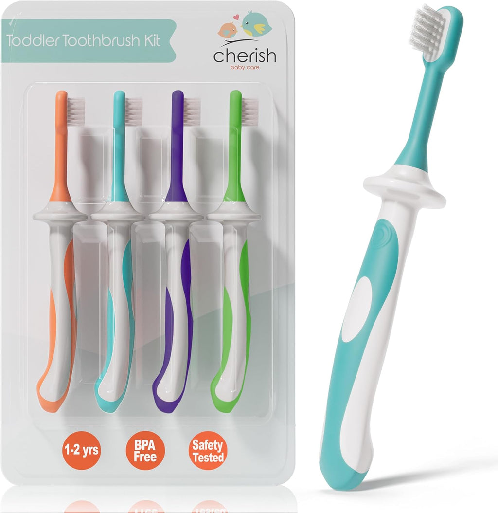 Toddler Toothbrush 1-2 Years - Soft Grip (4-Pack)