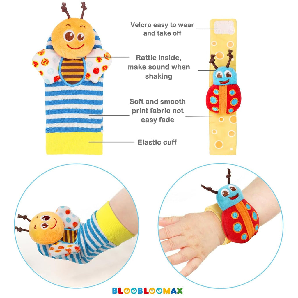 Wrist Rattle Socks and Foot Finder Set, Baby Girl Boy Toys