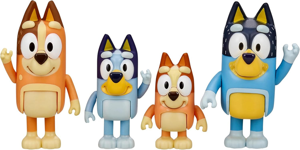 Family Figure 4-Pack, Poseable Toys with Bingo & Bandit
