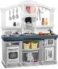 Step2 Fun with Friends Kids Kitchen Playset, Indoor/Outdoor Kitchenette with Lights & Sounds, Durable Plastic, 25-Piece Toy Accessories, Toddlers 2+ Years, Gray