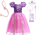 Baby Toddler Little Girls Long Hair Princess Fancy Dress up Costume Halloween Birthday Party Outfit Purple Gown