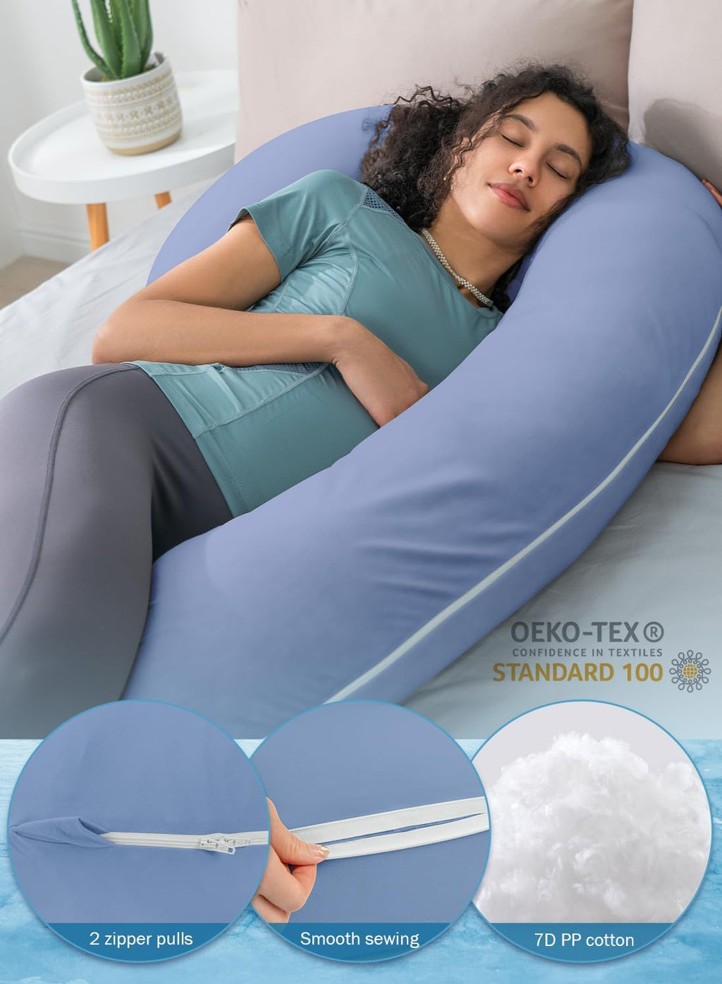 Cooling Pregnancy Pillow, Maternity Pillow for Pregnant Women, Bright Blue