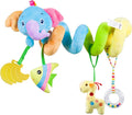 Baby Car Seat Toys, Soft Hanging Plush Toy with Rattle & Teether, Sensory Development Toy for Infants 0 Months up (Elephant)