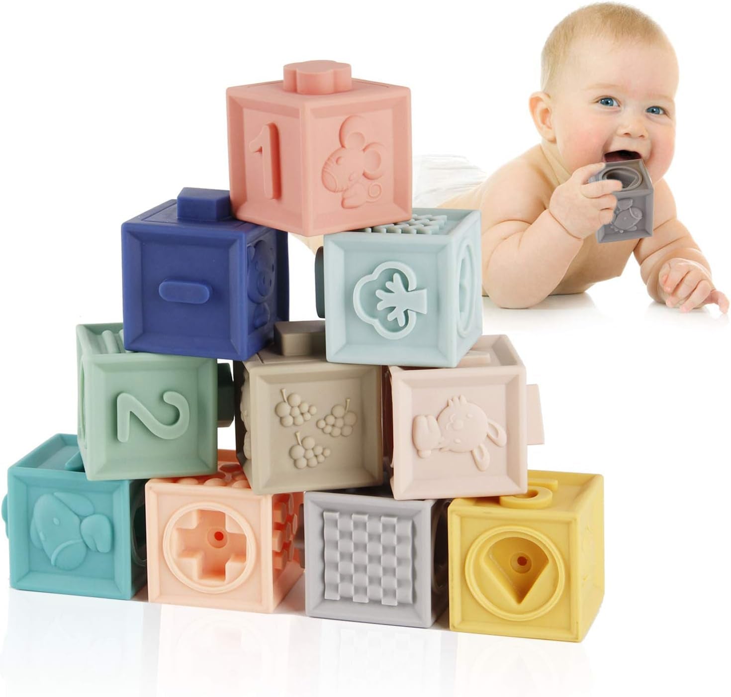 Baby Blocks Toys, Soft Building Blocks for Babies 6-12 Months