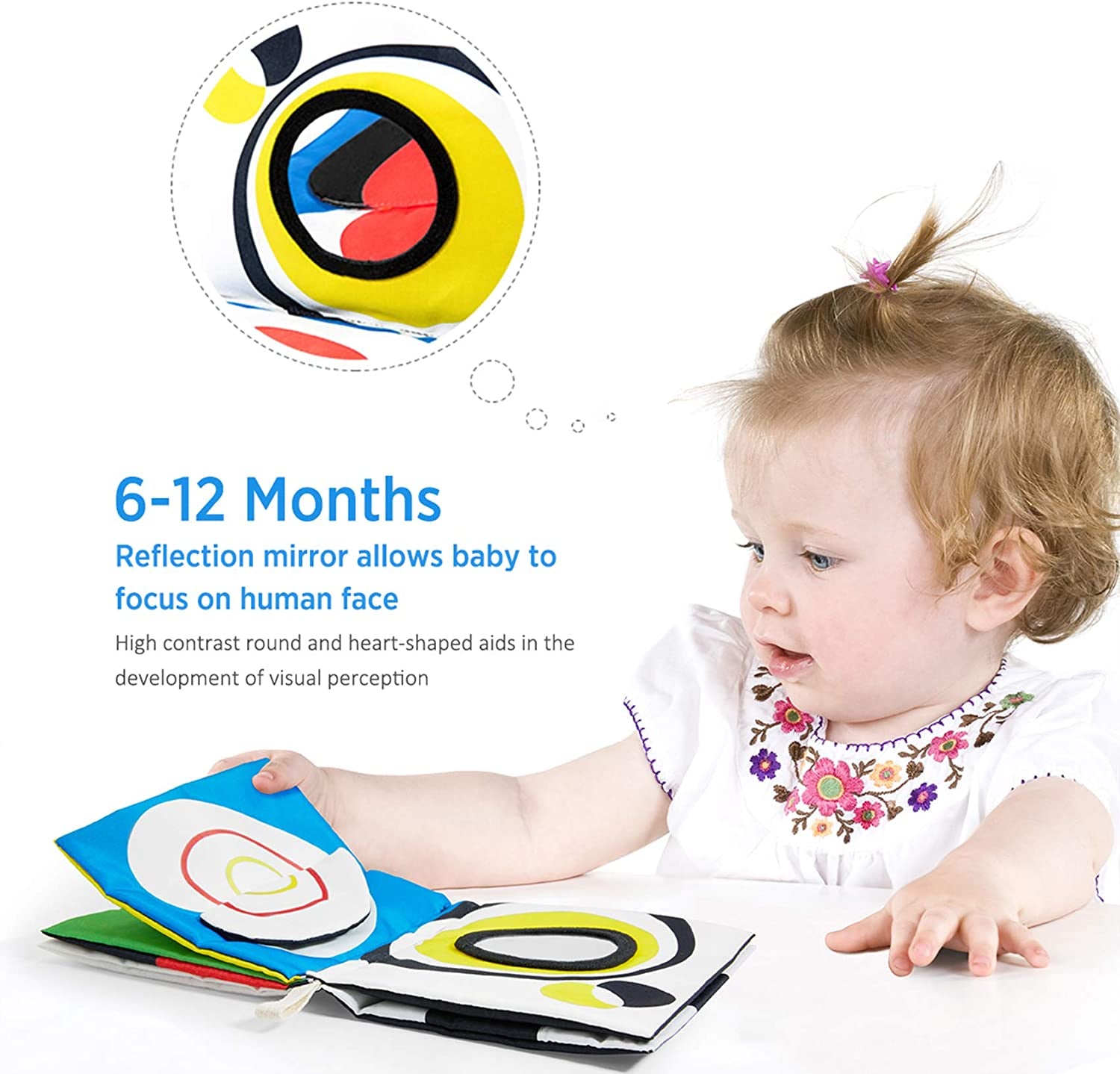 High Contrast Baby Book, Touch and Feel Crinkle Sensory Toy
