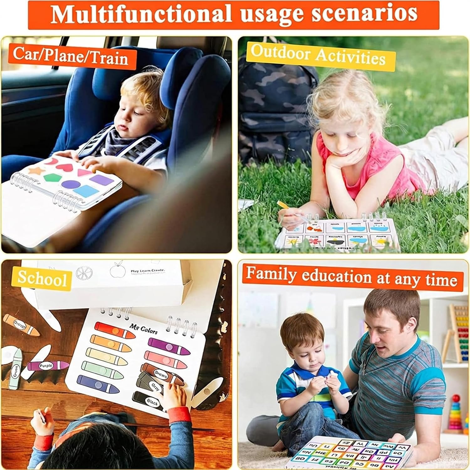 Mallify Busy Book for Toddlers 3-5, Montessori Busy Book with 30 Themes and 8 Markers, Kids Binder and Early Learning Toys, Preschool Busy Books for Toddlers, Tracing Coloring Book, Busytots
