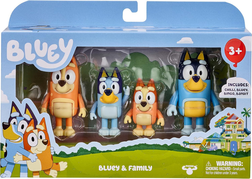 Family Figure 4-Pack, Poseable Toys with Bingo & Bandit