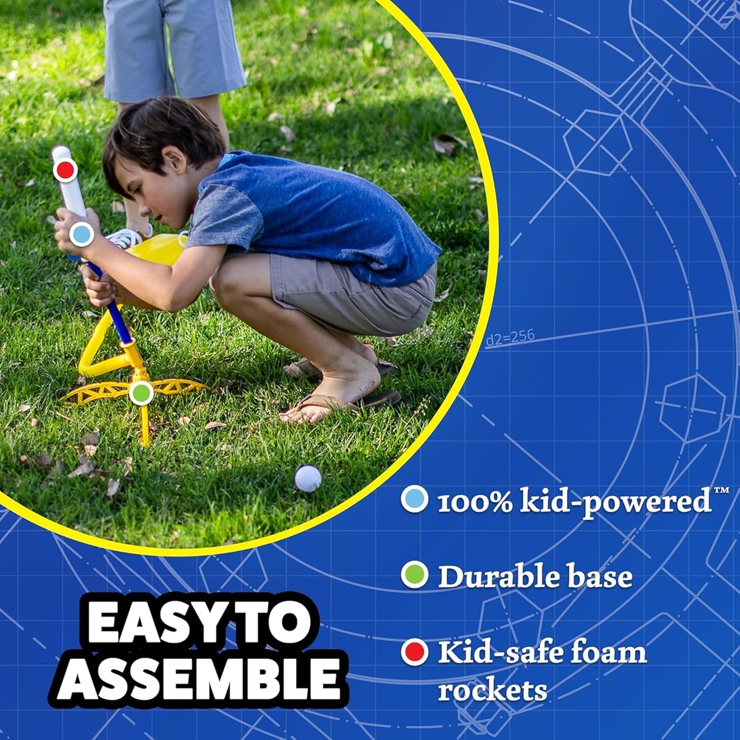 Jr Glow Rocket Launcher for Kids, 7 Rockets - Glow in the Dark