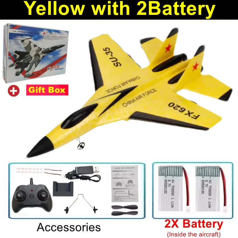 RC Airplane EPP Foam Aircraft Remote Control Plane SU35 Fighter Easy to Fly Helicopter Drone with Night Lights Glider Toy Gift