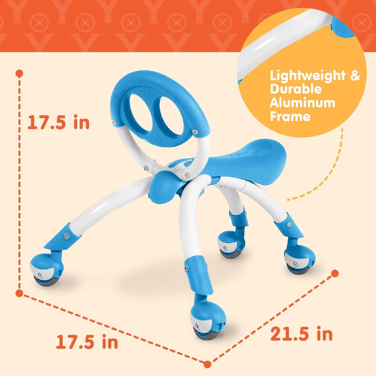 Pewi Walking Ride on Toy - from Baby Walker to Toddler Ride on for Ages 9 Months to 3 Years Old, YPIW3, Blue