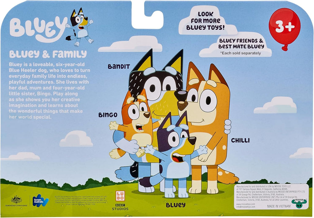 Family Figure 4-Pack, Poseable Toys with Bingo & Bandit