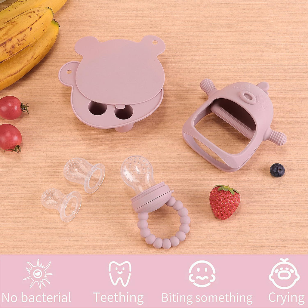 3-In-1 Baby Food & Fruit Feeder Set – Breastmilk Popsicle Mold with Freezer Tray, Teething Relief Toy, BPA Free Infant Silicone Feeding Combo, 3 Bonus Sizes (S/M/L) Sacs (Blush)