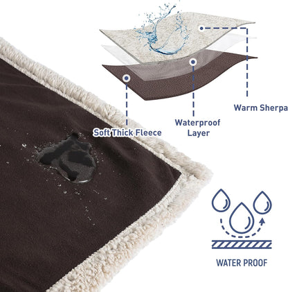 Waterproof Blanket for Bed, Reversible Leakproof Throw