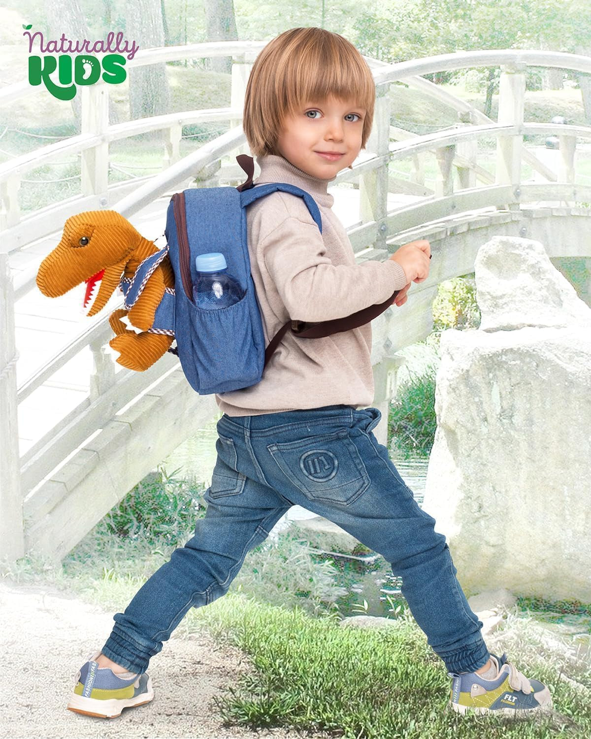 Toddler Backpack W. Plush Brown Dinosaur Toy, Kids Gift 2-5