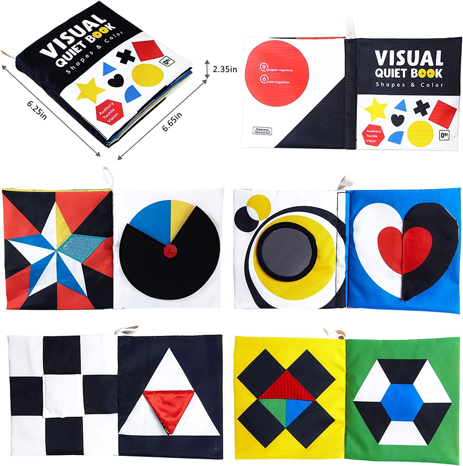 High Contrast Baby Book, Touch and Feel Crinkle Sensory Toy
