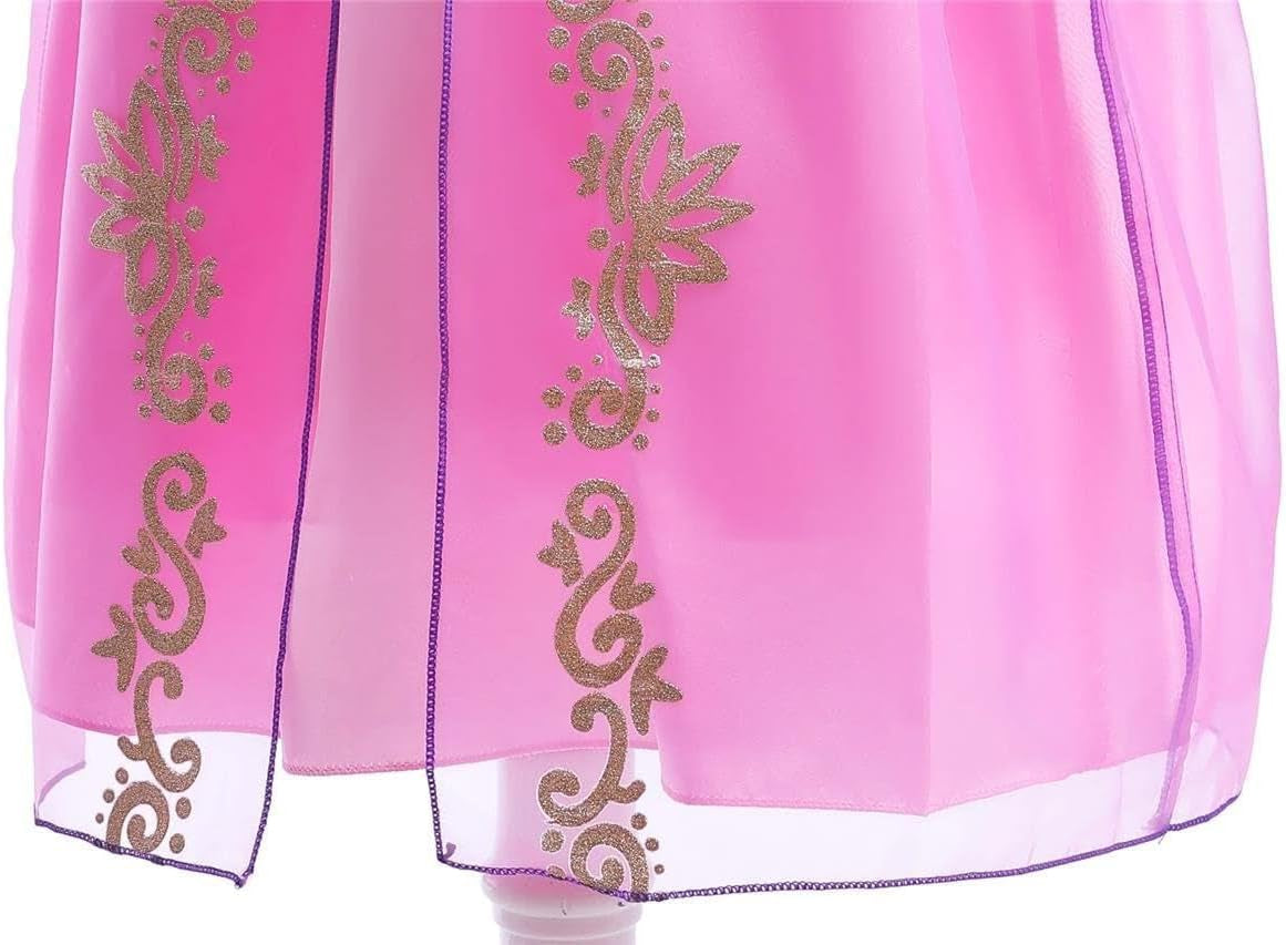 Baby Toddler Little Girls Long Hair Princess Fancy Dress up Costume Halloween Birthday Party Outfit Purple Gown