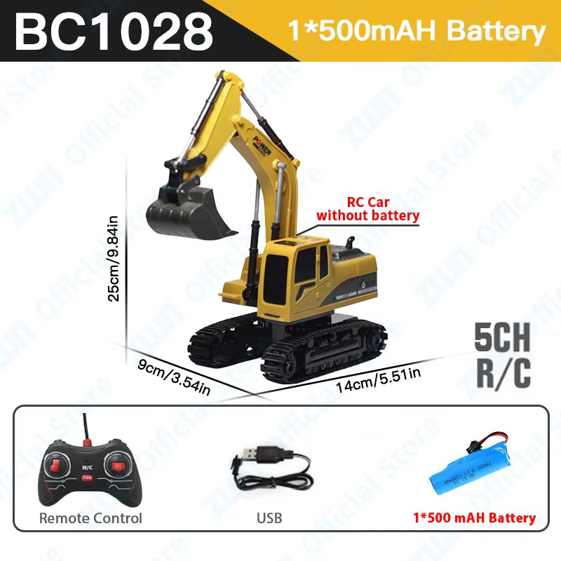 2.4G Remote Control Excavator Dump Truck RC Model Car Toy Professional Alloy Plastic Simulation Construction Vehicle for Kid