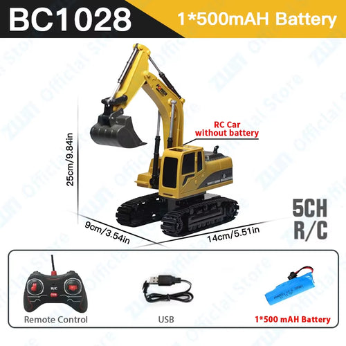 2.4G Remote Control Excavator Dump Truck RC Model Car Toy Professional Alloy Plastic Simulation Construction Vehicle for Kid