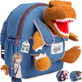 Toddler Backpack W. Plush Brown Dinosaur Toy, Kids Gift 2-5