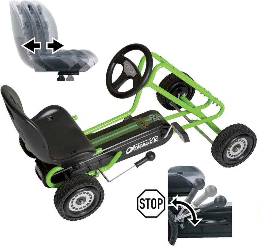 Kids Pedal Go Kart, 4 Wheel Bike Cart, Ride for Ages 4-8, Green