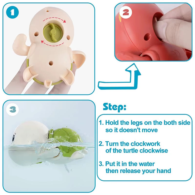 Baby Bath Toys Bathing Cute Swimming Turtle Whale Pool Beach Classic Chain Clockwork Water Toy for Kids Water Playing Toys