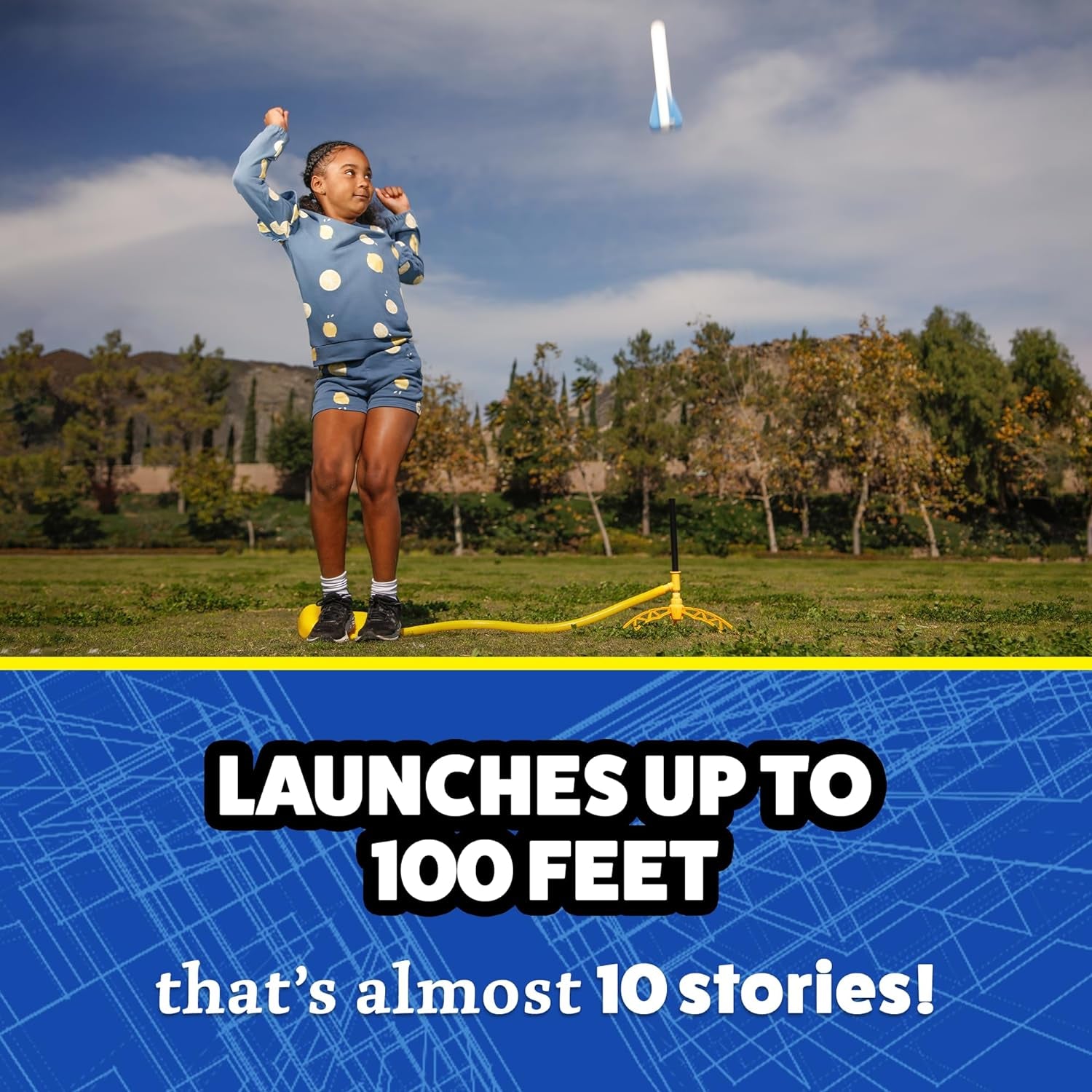 Jr Glow Rocket Launcher for Kids, 7 Rockets - Glow in the Dark