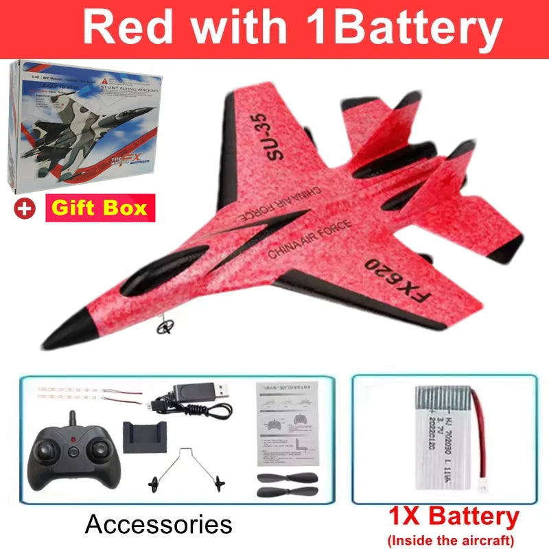 RC Airplane EPP Foam Aircraft Remote Control Plane SU35 Fighter Easy to Fly Helicopter Drone with Night Lights Glider Toy Gift