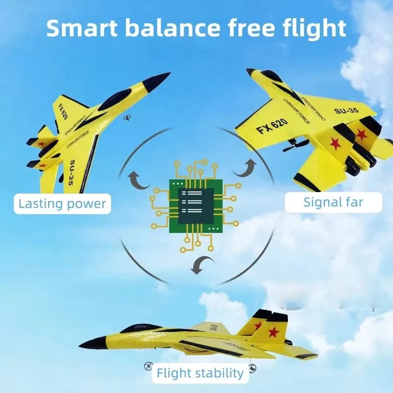 RC Airplane EPP Foam Aircraft Remote Control Plane SU35 Fighter Easy to Fly Helicopter Drone with Night Lights Glider Toy Gift