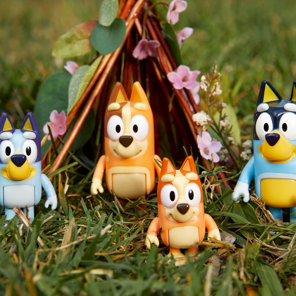 Family Figure 4-Pack, Poseable Toys with Bingo & Bandit