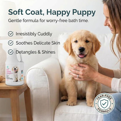 1 Gallon Tearless Puppy Shampoo and Conditioner - Dog Shampoo Itchy Skin Relief - Coconut Oil Oatmeal Shampoo for Dogs - Hypoallergenic Dog Shampoo Sensitive Skin, Made in the USA.