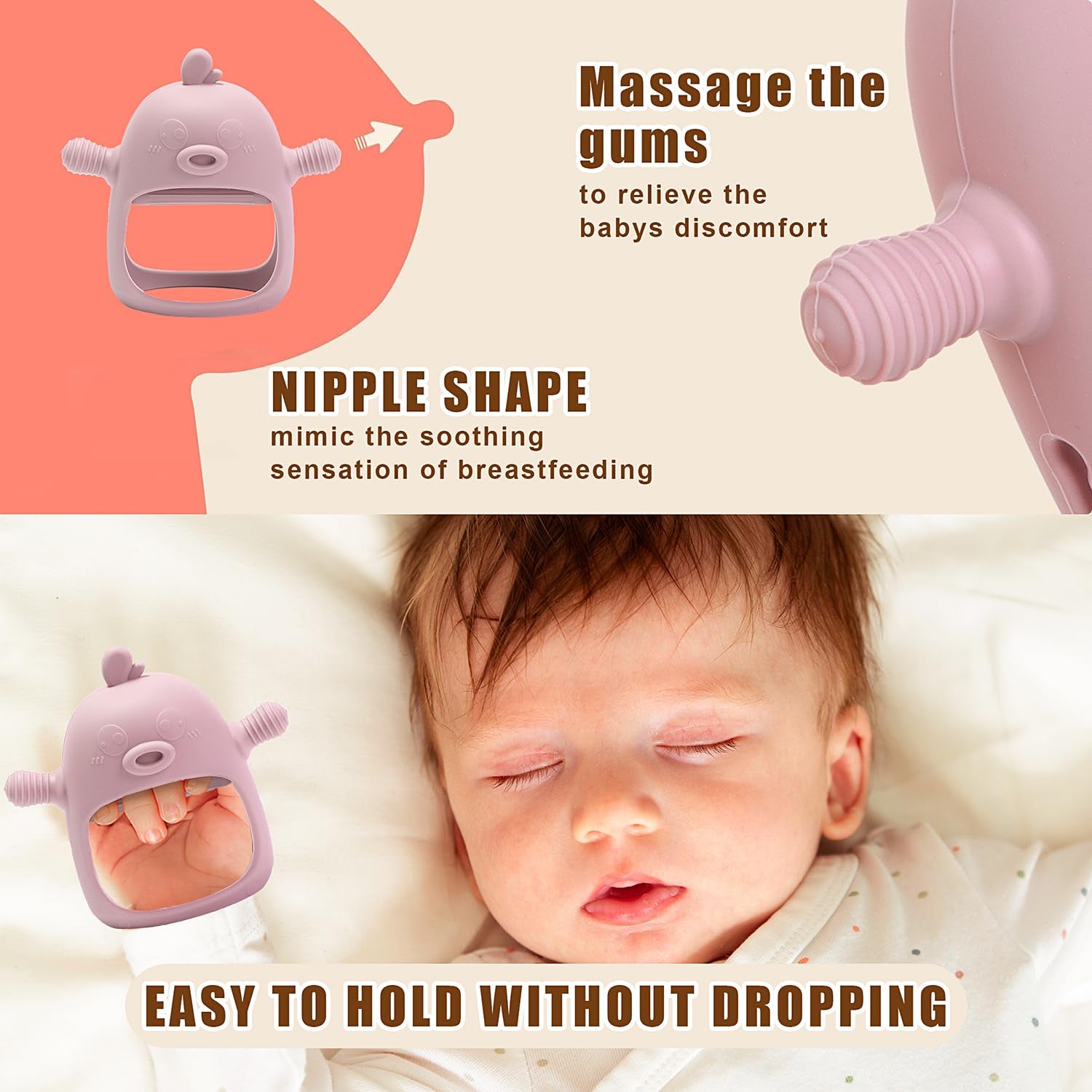 3-In-1 Baby Food & Fruit Feeder Set – Breastmilk Popsicle Mold with Freezer Tray, Teething Relief Toy, BPA Free Infant Silicone Feeding Combo, 3 Bonus Sizes (S/M/L) Sacs (Blush)