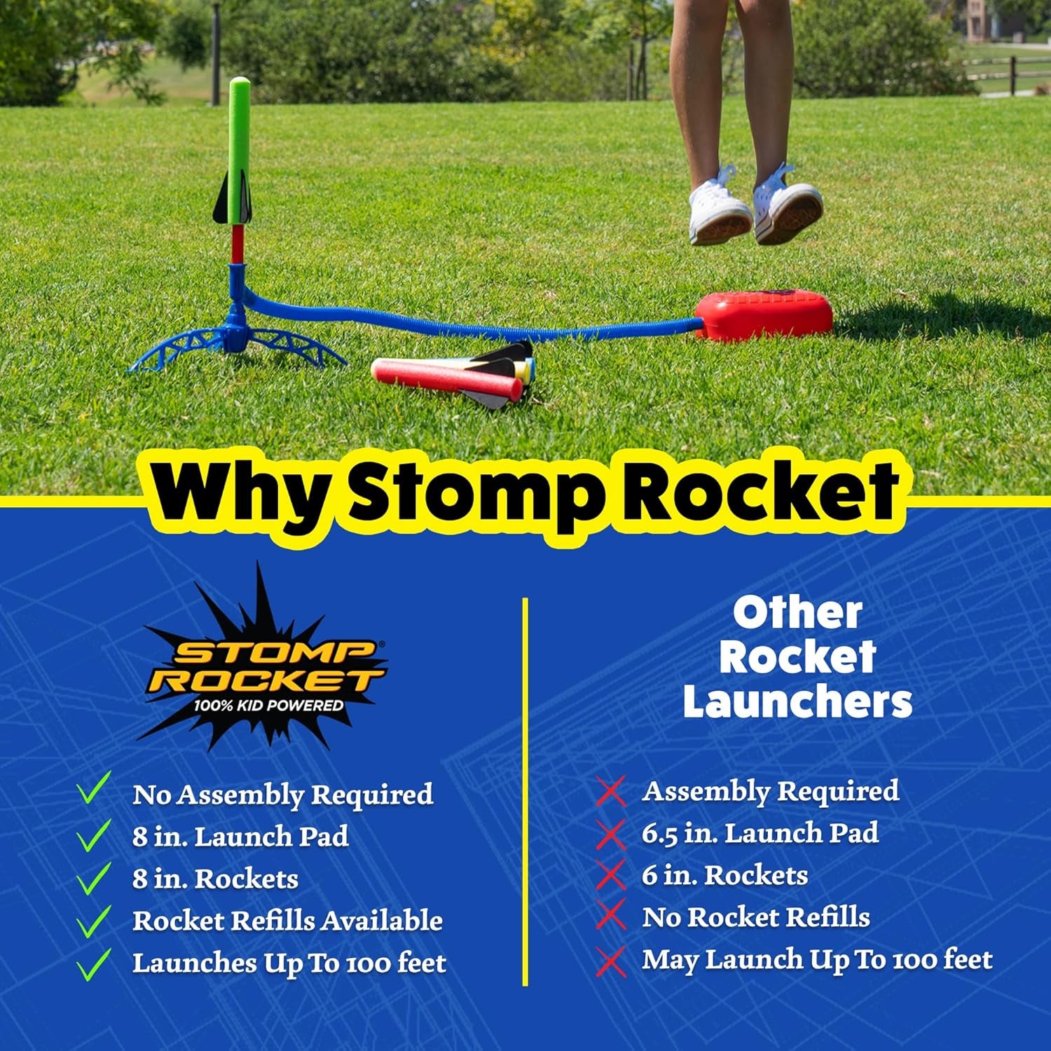 Jr Glow Rocket Launcher for Kids, 7 Rockets - Glow in the Dark