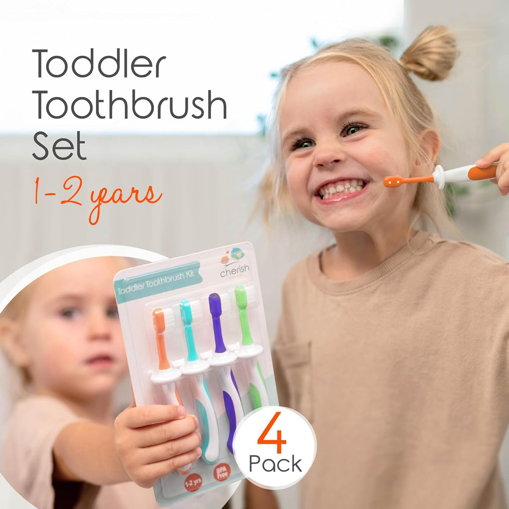 Toddler Toothbrush 1-2 Years - Soft Grip (4-Pack)