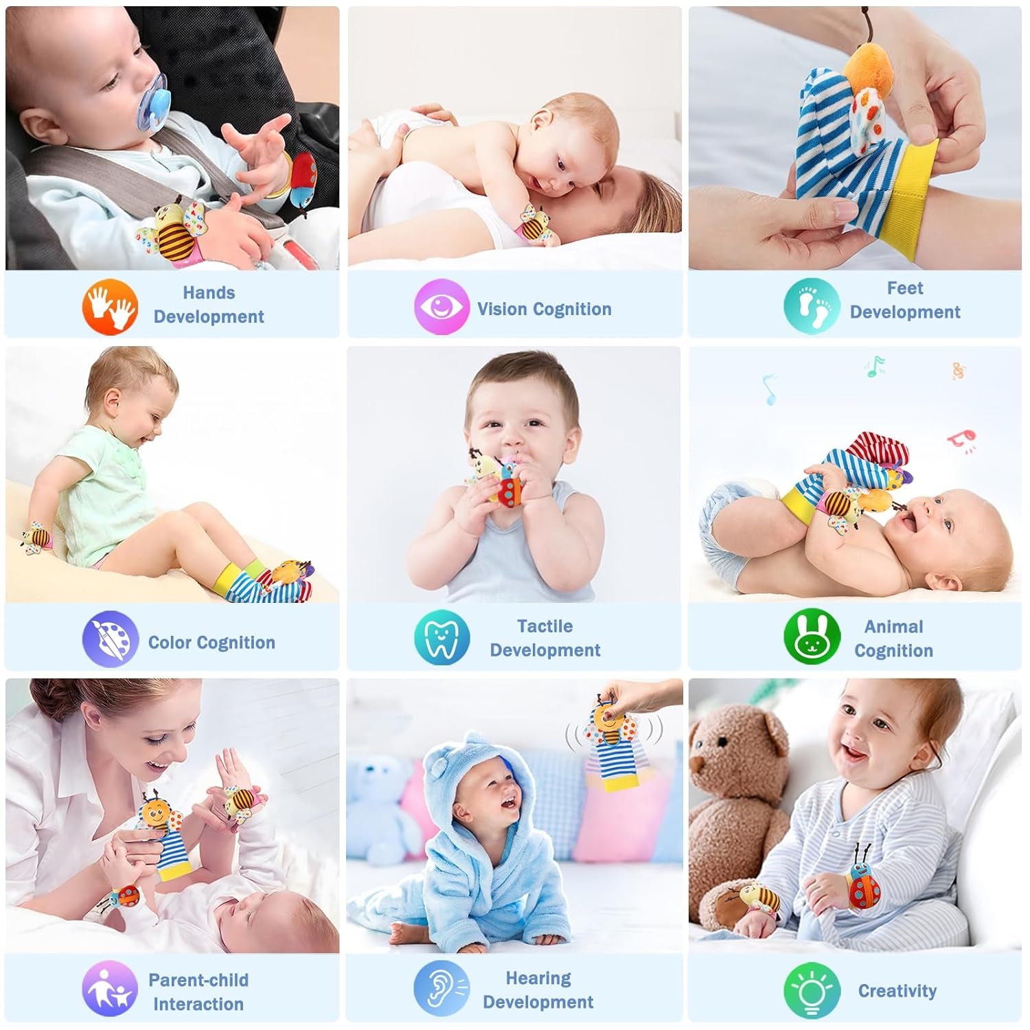 Wrist Rattle Socks and Foot Finder Set, Baby Girl Boy Toys