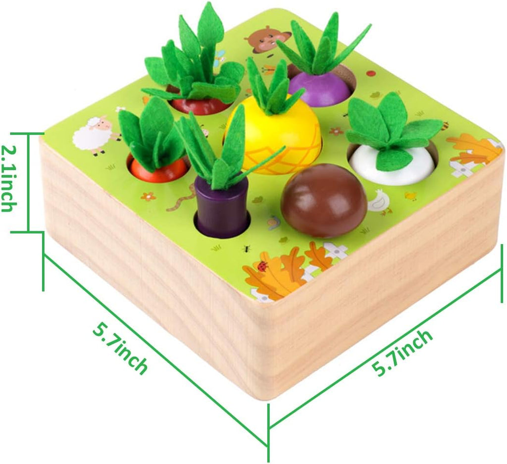 SKYFIELD Wooden Farm Harvest Game Montessori Toy, Educational Learning Toy for Boys &Girls 1 2 3 Years Old, Shape Sorting Vegetable &Fruits Fine Motor Skill Toy Gift for Toddlers 1-3