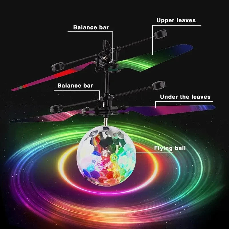 1F-Led Light Suspension Crystal Ball Infrared Induction RC Gesture Control Colorful Glowing Toys Unique Gift for Kids