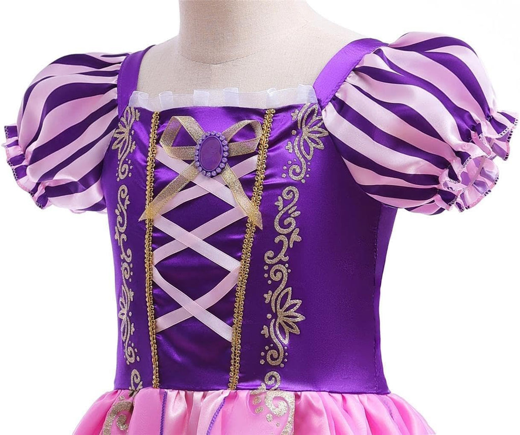 Baby Toddler Little Girls Long Hair Princess Fancy Dress up Costume Halloween Birthday Party Outfit Purple Gown
