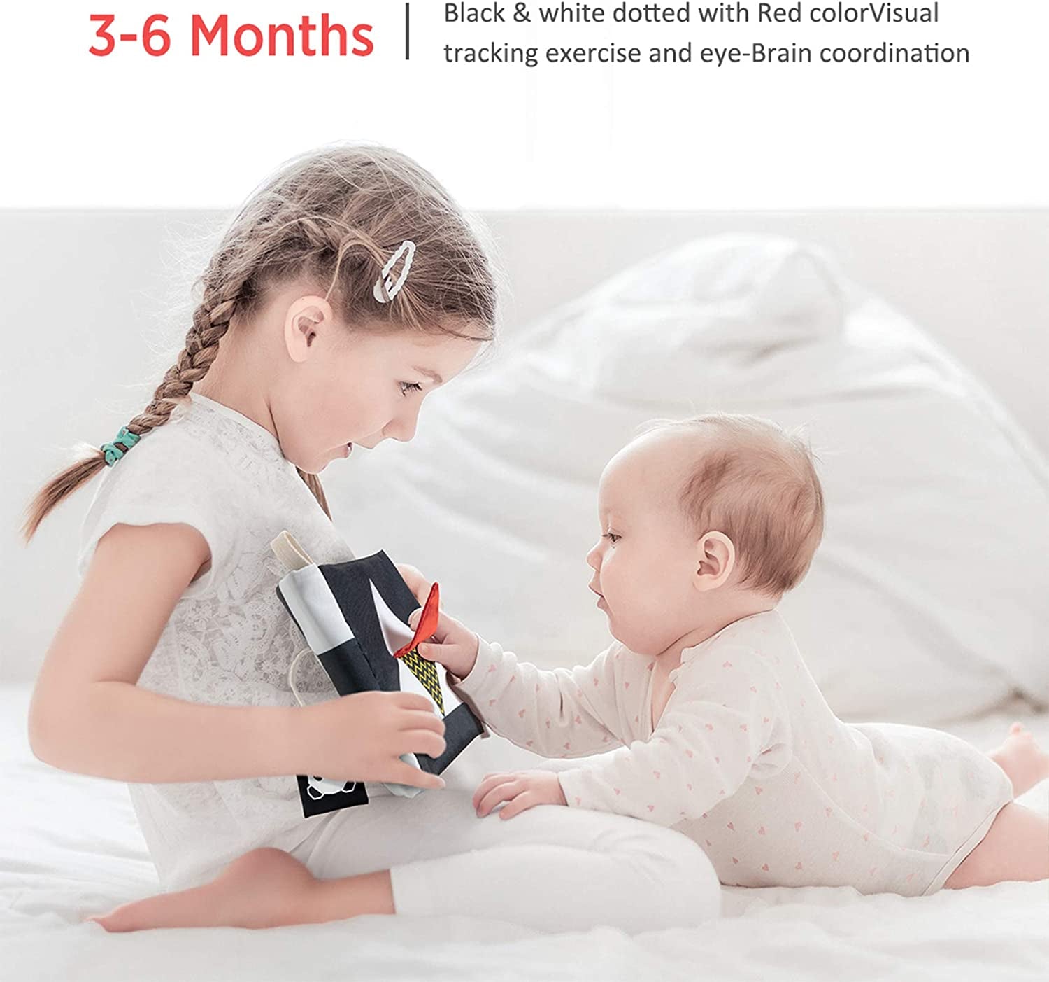 High Contrast Baby Book, Touch and Feel Crinkle Sensory Toy